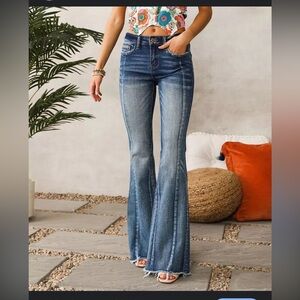 bridge By Ely Mid Rise Super Flare Jeans